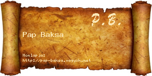 Pap Baksa névjegykártya